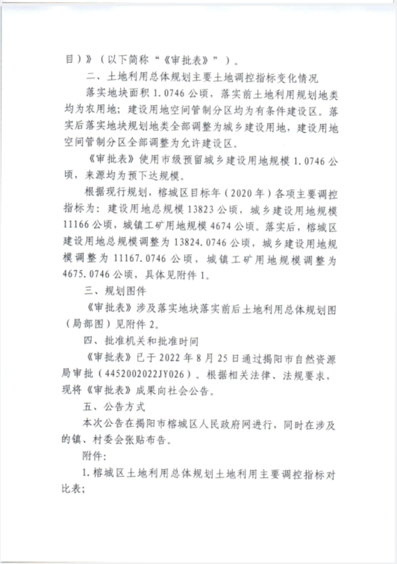 关于《揭阳市榕城区预留城乡建设用地规模使用审批表（登岗光明单元涉及留用地等项目）》成果的公告2.png